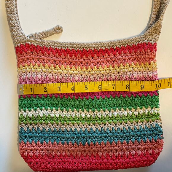 The Sak Rainbow Striped Woven Bag Multicolor Boho Crochet Crossbody Handbag - Picture 7 of 10